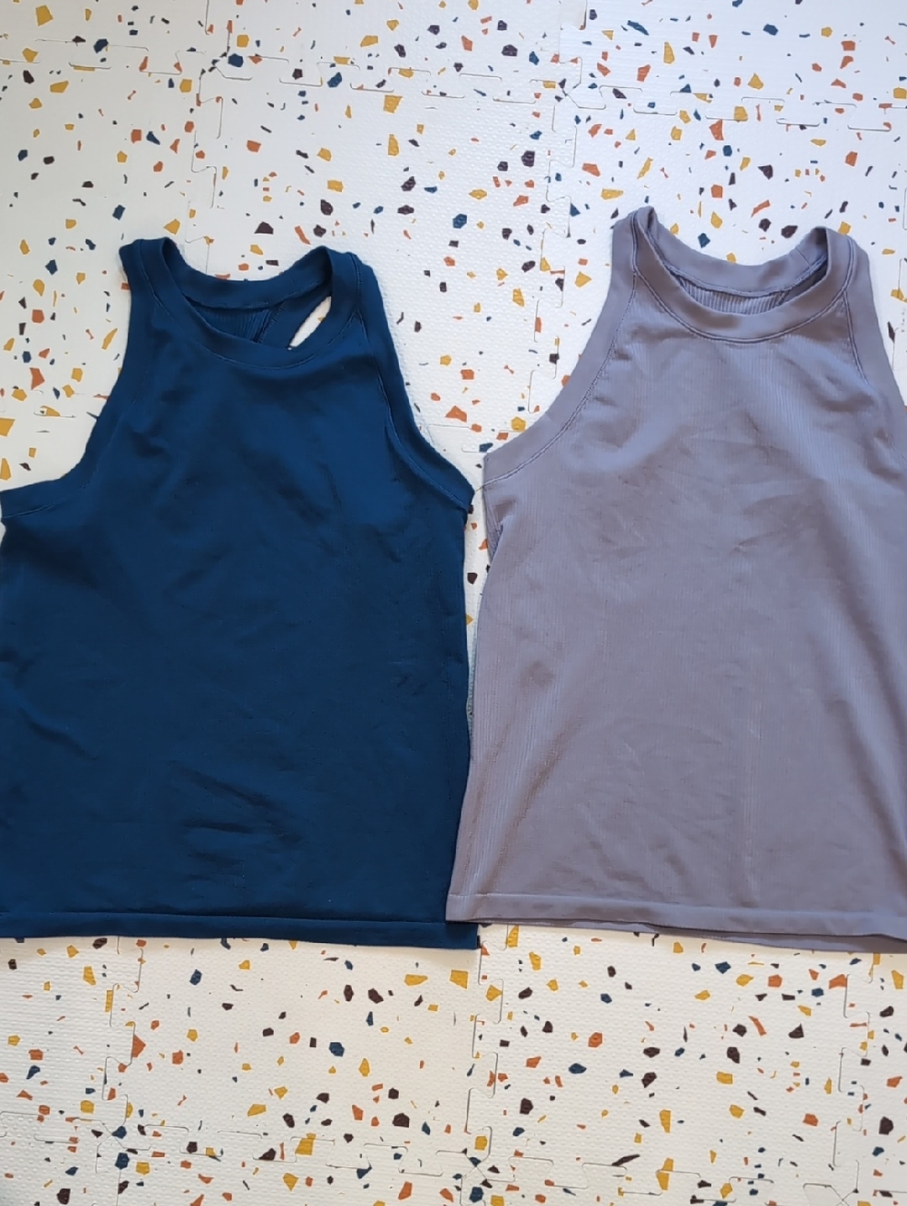 Athleta Sleeveless Tank Top - Blue and Gray Tops -Ribbed Medium
